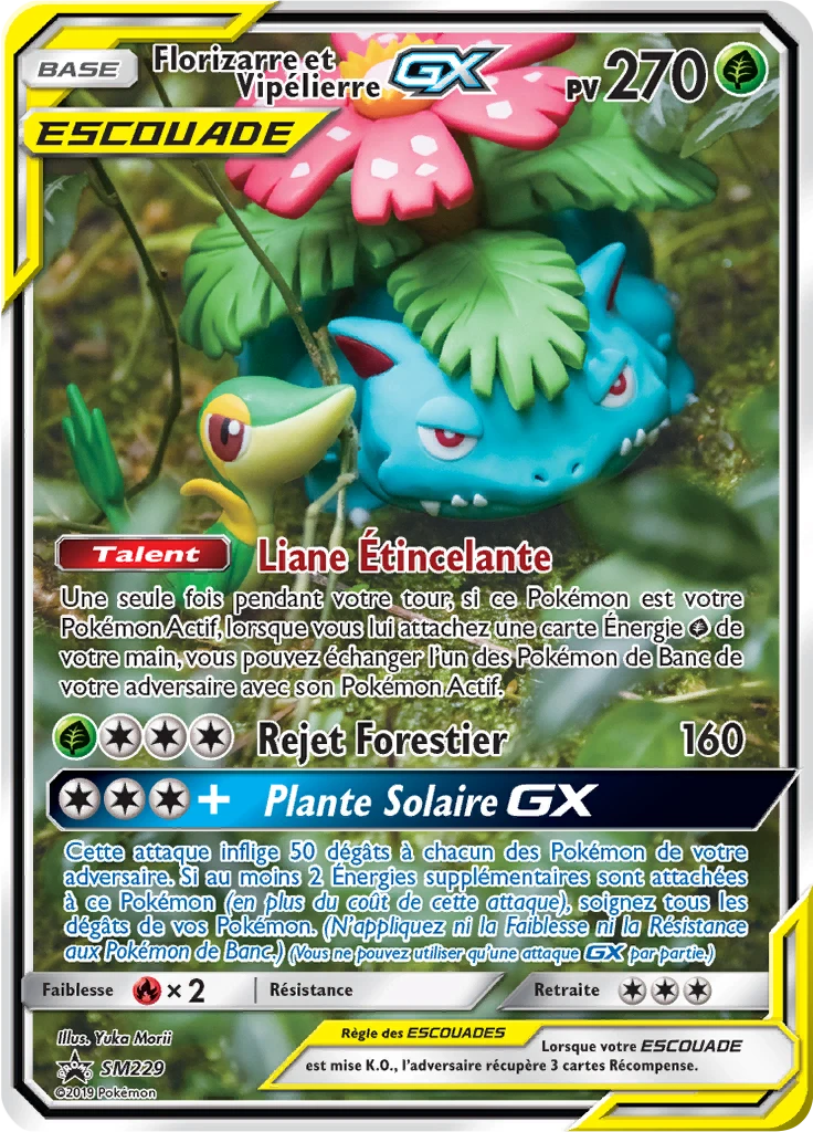Carte Pokémon Florizarre et Vipélierre GX de l'extension Promo SM