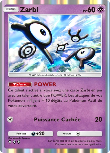 Carte Pokémon Zarbi de l'extension Sagesse entre Ciel et Mer