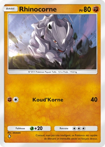 Carte Pokémon Rhinocorne de l'extension Choc Spatio-Temporel