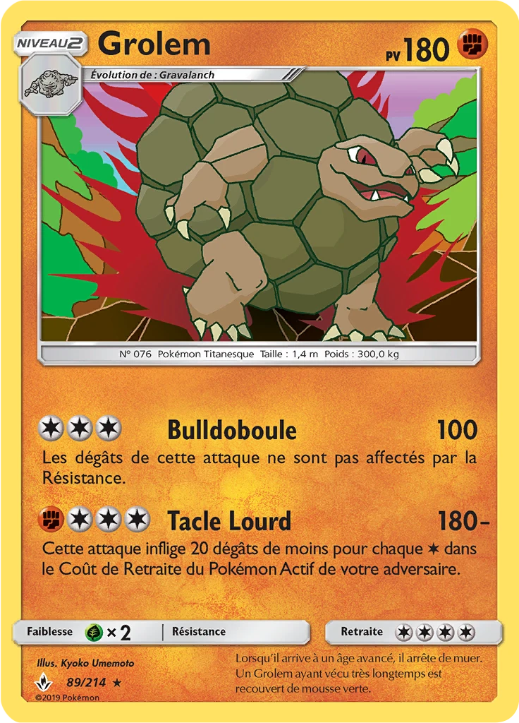 Carte Pokémon Grolem de l'extension Alliance Infaillible