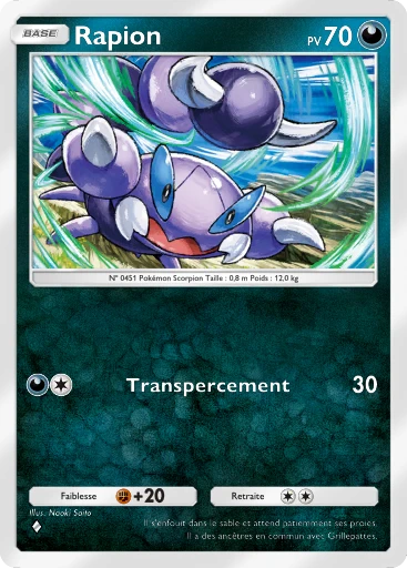 Carte Pokémon Rapion de l'extension Choc Spatio-Temporel
