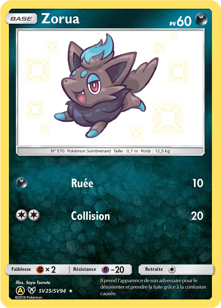 Carte Pokémon Zorua de l'extension Destinées Occultes