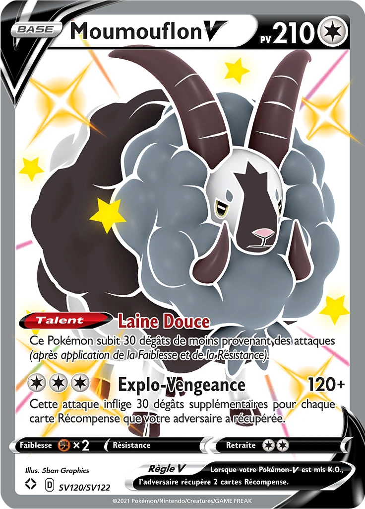 Carte Pokémon Moumouflon V de l'extension Destinées Radieuses
