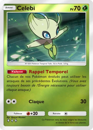 Carte Pokémon Celebi de l'extension Booster de Luxe Méga