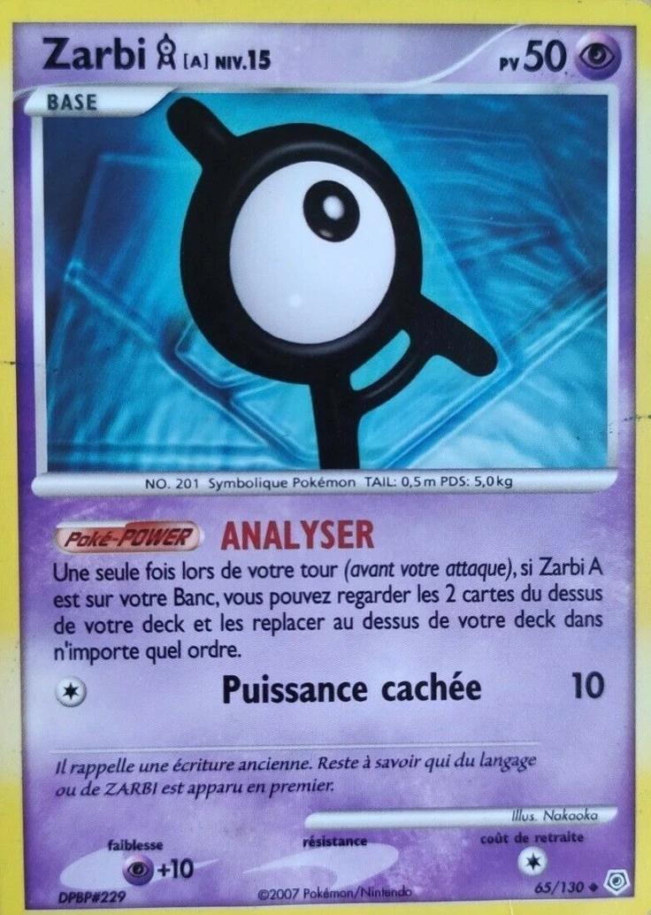 Carte Pokémon Zarbi A de l'extension Diamant & Perle