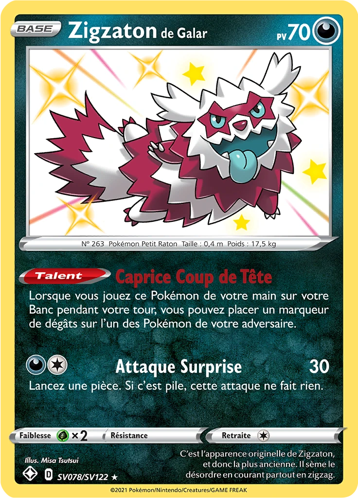 Carte Pokémon Zigzaton de Galar de l'extension Destinées Radieuses