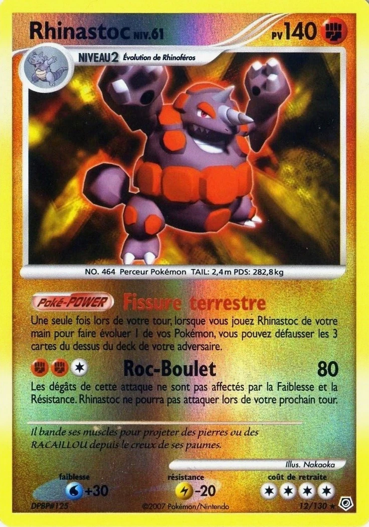 Carte Pokémon Rhinastoc de l'extension Diamant & Perle