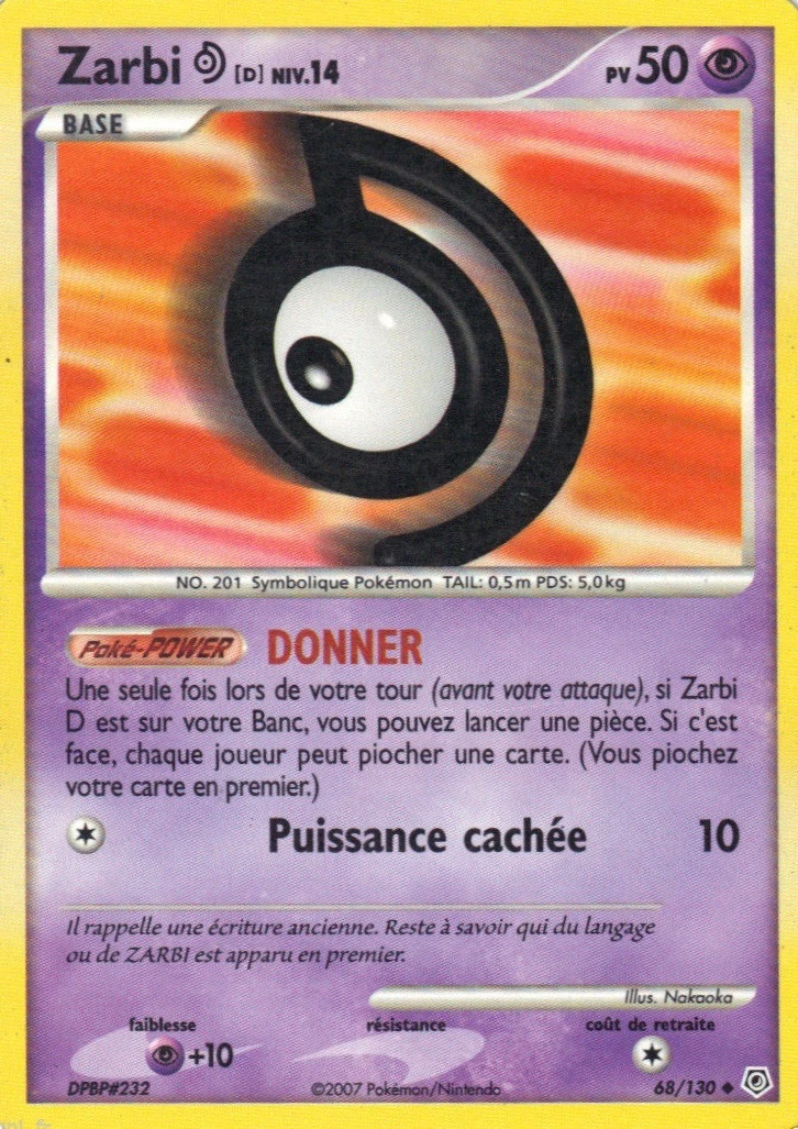 Carte Pokémon Zarbi D de l'extension Diamant & Perle