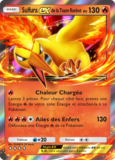 Carte Pokémon Sulfura-ex de la Team Rocket de l'extension L'Ambition de la Team Rocket