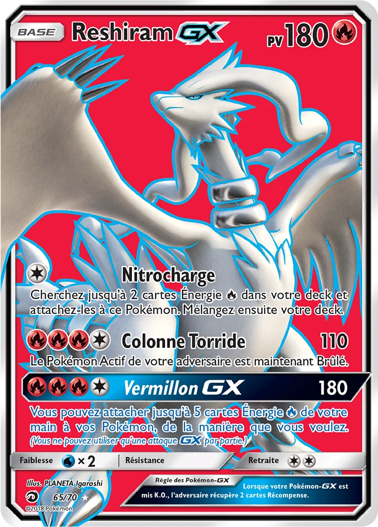 Carte Pokémon Reshiram GX de l'extension Majesté Des Dragons