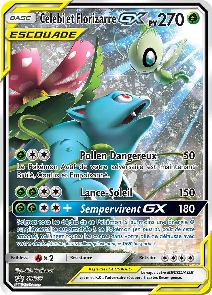 Carte Pokémon Celebi et Florizarre GX de l'extension Promo SM