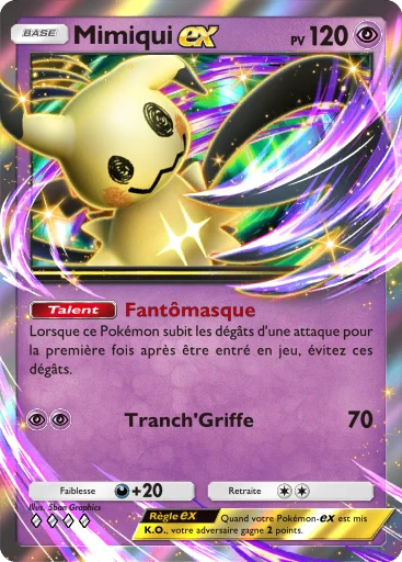 Carte Pokémon Mimiqui-ex de l'extension Booster de Luxe Méga