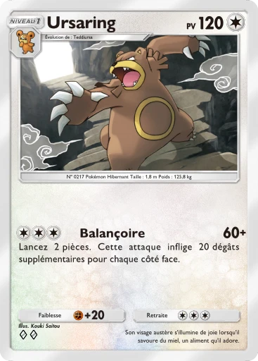 Carte Pokémon Ursaring de l'extension Sagesse entre Ciel et Mer