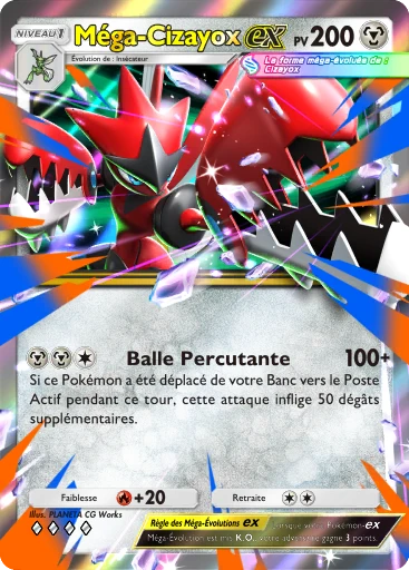 Carte Pokémon Méga-Cizayox-ex de l'extension Booster de Luxe Méga