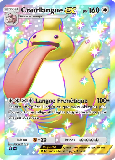 Carte Pokémon Coudlangue-ex de l'extension Sagesse entre Ciel et Mer