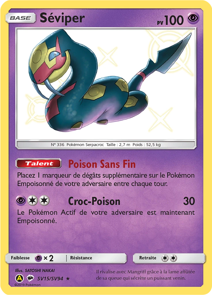 Carte Pokémon Séviper de l'extension Destinées Occultes