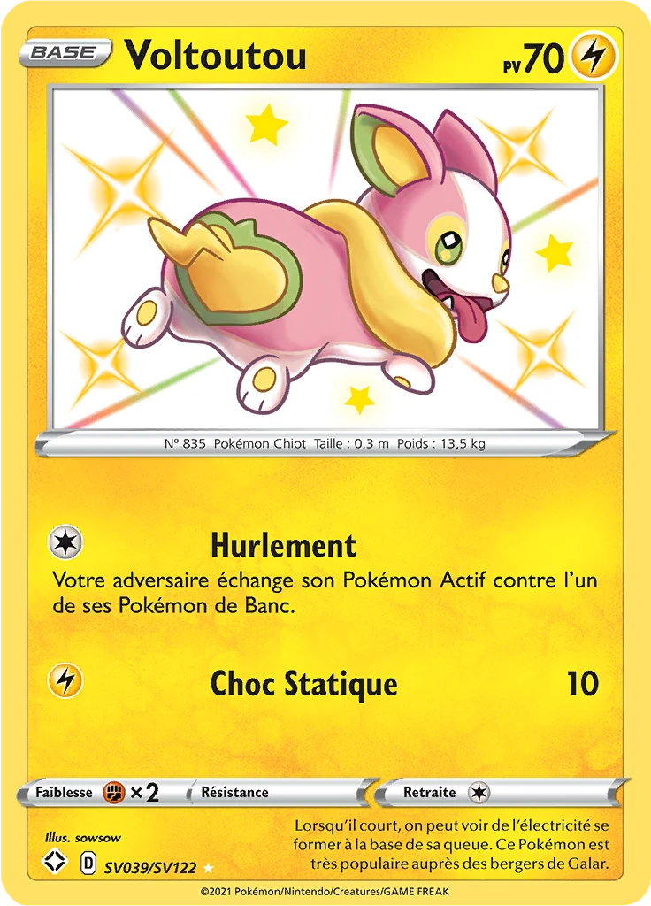 Carte Pokémon Voltoutou de l'extension Destinées Radieuses