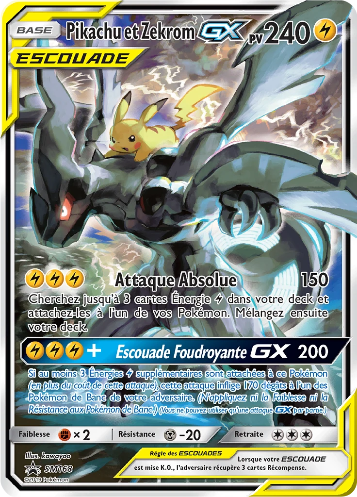 Carte Pokémon Pikachu et Zekrom GX de l'extension Promo SM