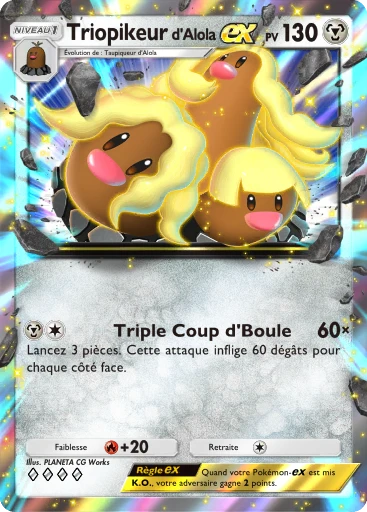 Carte Pokémon Triopikeur d'Alola-ex de l'extension Crise Interdimensionnelle