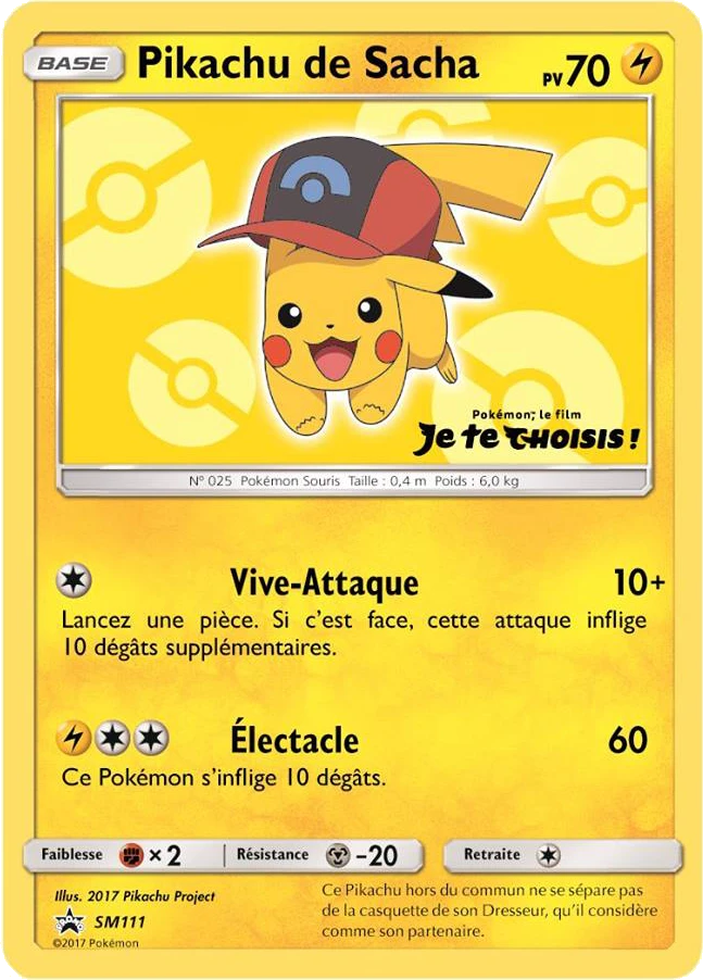 Carte Pokémon Pikachu de Sacha de l'extension Promo SM
