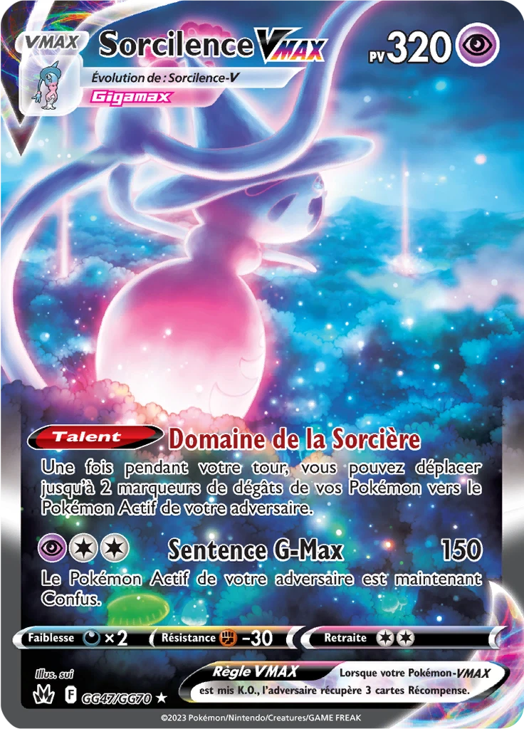 Carte Pokémon Sorcilence VMAX de l'extension Zénith Suprême