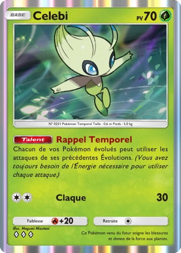Carte Pokémon Celebi de l'extension Booster de Luxe Méga