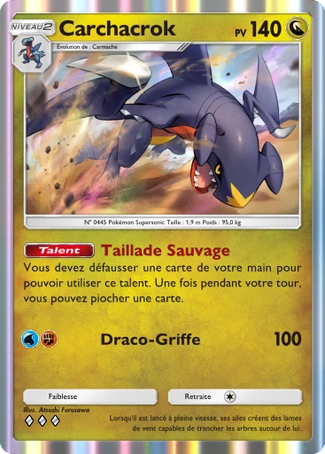 Carte Pokémon Carchacrok de l'extension Choc Spatio-Temporel