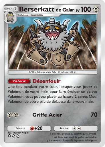 Carte Pokémon Berserkatt de Galar de l'extension Booster de Luxe Méga